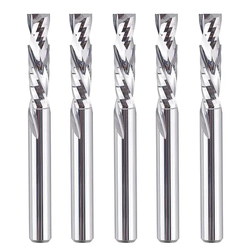 SpeTool 5 brocas de compresión para enrutador de 1/4 de pulgada, diámetro de corte de 1/4 de pulgada, de carburo hacia arriba y hacia abajo, fresas