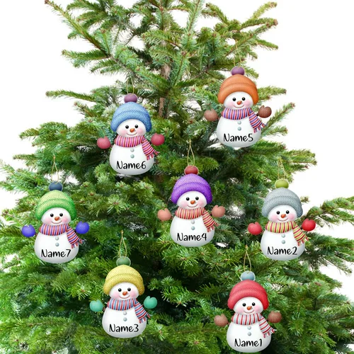 Miniatura 7 de 7 adornos de Navidad personalizados con nombre personalizado muñeco de nieve para árbol de Navidad, decoraciones colgantes regalos personalizados