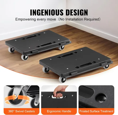 Miniatura 3 de VEVOR Carro para mover muebles, 16 x 11 pulgadas, capacidad de 500 libras, carritos para mover muebles con 4 ruedas, rodillos móviles portátiles