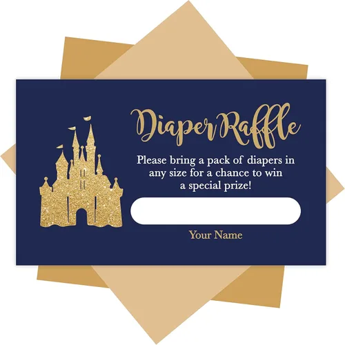 Hadley Designs 25 boletos para rifas de pañales para baby shower boy - Prince Baby Shower Games para niños, tarjetas de rifa de pañales, boletos