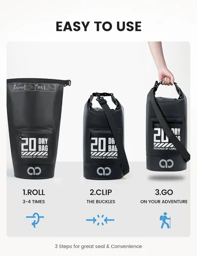 Miniatura 6 de Lamicall Bolso Seco, Bolso Impermeable - [Duradero y Flotante] 5L/10L/20L/30L/40L Bolso Seco con Tapa Enrollable con Funda Resistente al Agua