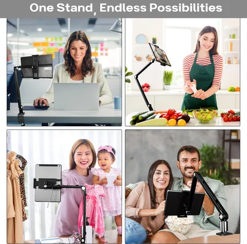 Miniatura 3 de Soporte para monitor portátil de 16 pulgadas, soporte de aluminio resistente con ajuste de ángulo infinito, gestión de cables integrada, compatible