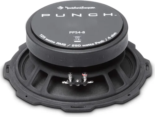 Miniatura 5 de Rockford Fosgate PPS4-8 Punch Pro Single 8" 4-Ohm Altavoz de rango medio de un solo componente 125 vatios RMS / 250 vatios pico - negro