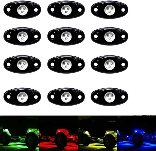 Kit de luces LED RGB de roca, luces de trabajo LED con Bluetooth LED interior, luces interiores LED de roca, 15 colores de bricolaje, música