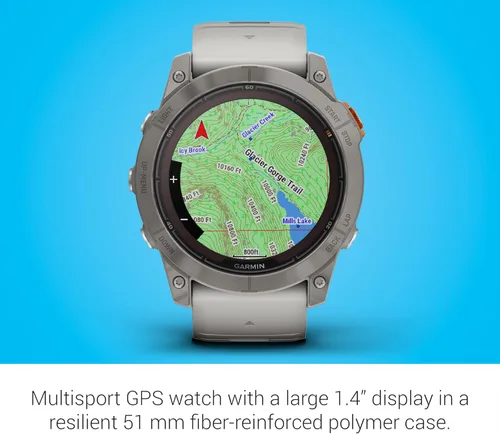 Miniatura 4 de Garmin fēnix 7X Pro Sapphire Solar, reloj inteligente GPS multideportivo, linterna integrada, capacidad de carga solar, gris niebla/naranja brasa