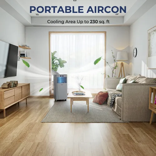 Miniatura 2 de COSTWAY - Aire acondicionado portátil, enfriador de aire de 8000 BTU con secado, ventilador, modo de suspensión, 2 velocidades, función de Gris