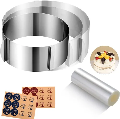 Miniatura 8 de DATANYA Anillos de Pastel de Mousse Molde Ajustable de 6 a 12 Pulgadas Moldes Redondos de Acero Inoxidable para Hornear Pasteles, Suministros
