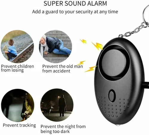Miniatura 2 de Alarmas de seguridad personal para mujeres, sirena, reutilizable, aprobada por la policía, 140 dB, pequeña alarma de seguridad personal con luz LED