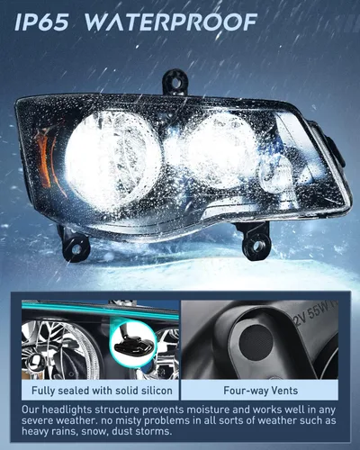 Miniatura 4 de Nilight Conjunto de faros delanteros para 2011 2012 2013 2014 2015 2016 2017 2018 2019 Dodge Grand Caravan 2008-2016 Chrysler Town & Country