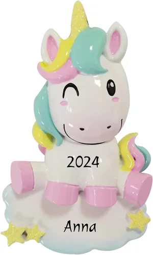 Adorno personalizado para niños 2024 Guiño Unicornio Árbol de Navidad Decoración personalizada para niños y niñas Ornament Station - Personalización