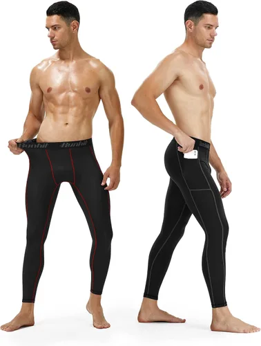 Miniatura 2 de Runhit - Paquete de 1 o 2 pantalones de compresión para hombre para correr, entrenamiento