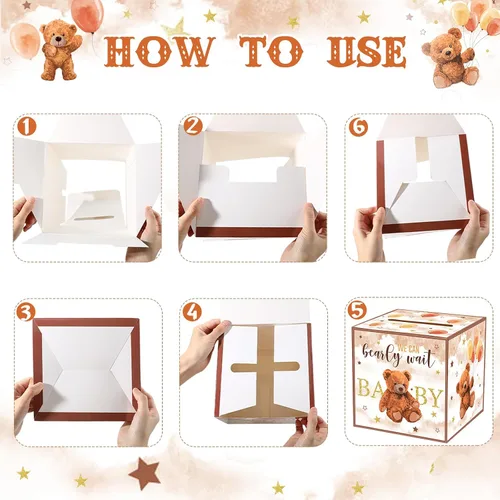 Miniatura 4 de Fumete 51 piezas Caja de tarjetas de rifa de pañales con osos con tarjetas de rifa de pañales insertadas, No podemos esperar, para baby shower