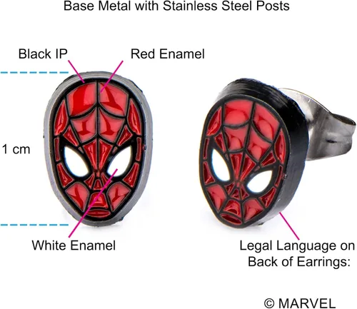 Miniatura 6 de Marvel Spider-Man Face Front Stud Earrings