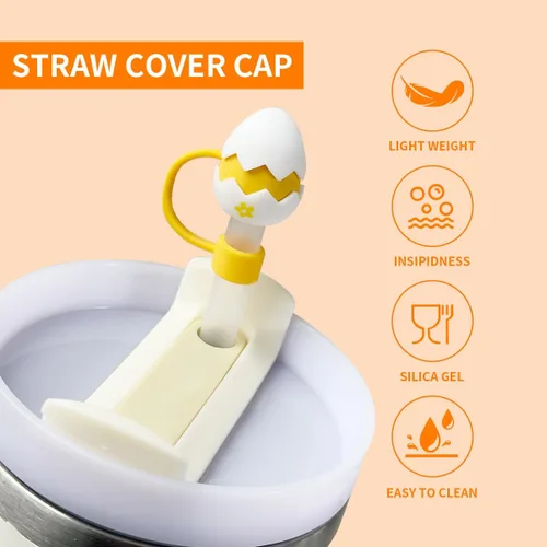 Miniatura 4 de Juego de 2 fundas de popote de silicona con diseño de huevos de Pascua para Stanley Cup de 30 oz/40 onzas, bonitos accesorios reutilizables