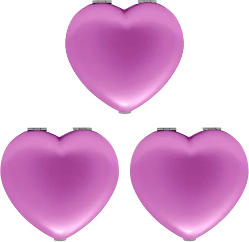 Miniatura 10 de Juego de 3 espejos compactos contemporáneos en forma de corazón con acabado reflectante (azul)