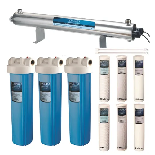 Miniatura 12 de Sistema purificador de filtro de agua de pozo con luz ultravioleta UV de 55W más sedimentos y carbón para óxido, hierro, arena, suciedad