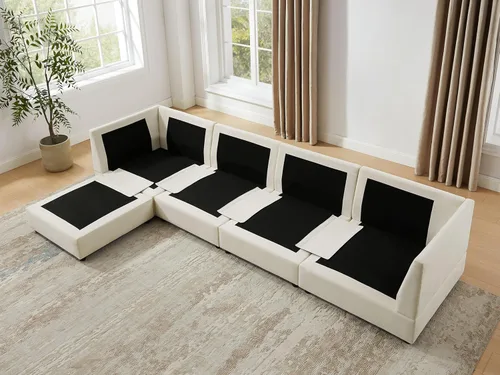 Miniatura 9 de VANOMi Sofá Seccional Modular Cloud de 127" para Sala de Estar, Sofá Cama Moderno de Gran Tamaño con Asiento Profundo y Otomana de Cojín Grueso