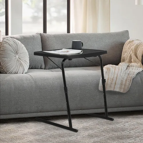 Miniatura 11 de Magshion Bandeja de TV inclinable ajustable de 22 pulgadas, mesa para cena en cama o sofá, cómoda mesa negra plegable con 3 ajustes de ángulo