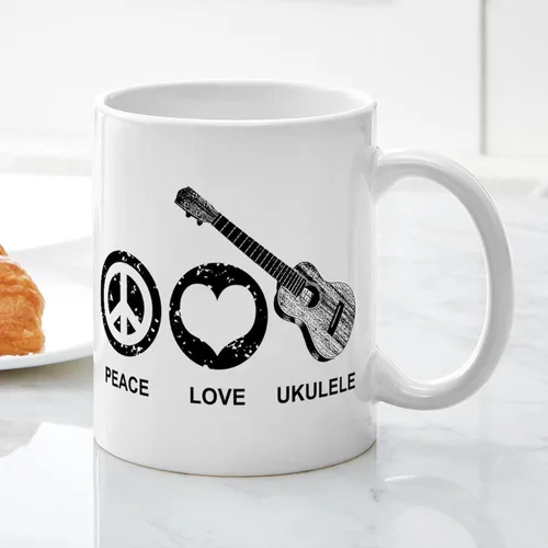 Miniatura 6 de CafePress Peace Love - Taza de café de cerámica para ukelele (11 oz (11.0 fl oz)