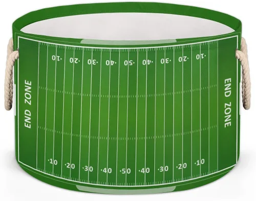 Miniatura 27 de Cesta de almacenamiento redonda grande de béisbol, canasta de almacenamiento circular plegable para béisbol, con asa para niños, manta de juguetes