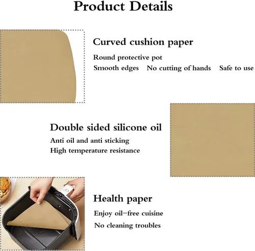Miniatura 3 de Forros de papel pergamino para freidora de aire sin blanquear de tamaño extra grande (12 x 12 pulgadas), cuadrados, 125 unidades, compatibles