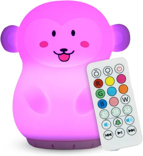 Miniatura 10 de Altavoz Bluetooth combinado y luz nocturna con 9 emisiones de color, silicona apta para niños y libre de BPA, recarga USB, recibe audio