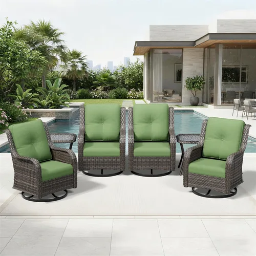 Miniatura 194 de Joyside Juego de sillas de mimbre para patio, juego de 3 piezas de mimbre para exteriores con 2 sillas reposabrazos y 1 mesa auxiliar para terraza