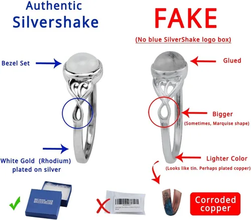 Miniatura 2 de Silvershake Anillo solitario de plata de ley 925 con piedra lunar natural de 0.27.