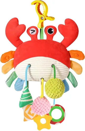 Ivrmtal Juguetes de asiento de automóvil para bebés, juguetes de cangrejo para bebés de 0 a 6 meses, accesorios para cochecito colgante, regalo