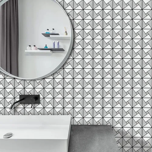 Miniatura 3 de Vamos Tile Azulejo para salpicaduras de despegar y pegar, azulejos de metal para salpicaduras de cocina y baño, molino de viento plateado