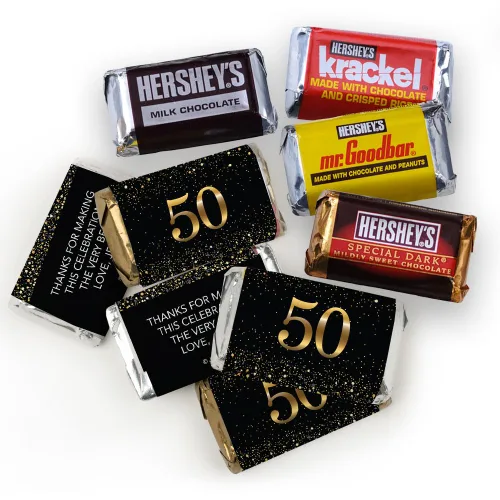 Miniatura 3 de Kit de 200 caramelos personalizados para cumpleaños número 50, regalos de fiesta de chocolate para invitados, suministros de bufé de dulces