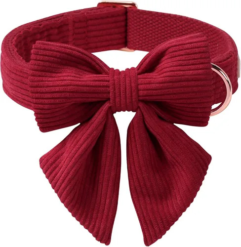 Miniatura 26 de Collares Verdes para Perros Pequeños, Lindo Collar de Pana para Perro con Corbatín, Hebilla de Metal de Seguridad, Collares Ajustables