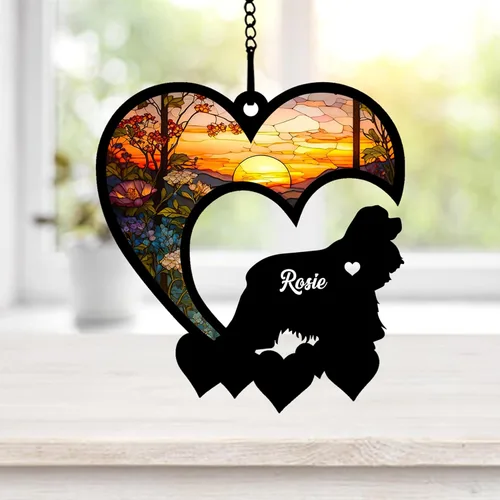 Miniatura 48 de NAZENTI Atrapasoles personalizado de sabueso afgano, adorno conmemorativo personalizado para la pérdida de mascotas, regalo de condolencia