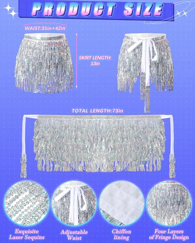 Miniatura 3 de Faldas de lentejuelas con borlas y pantalones cortos metálicos para mujer