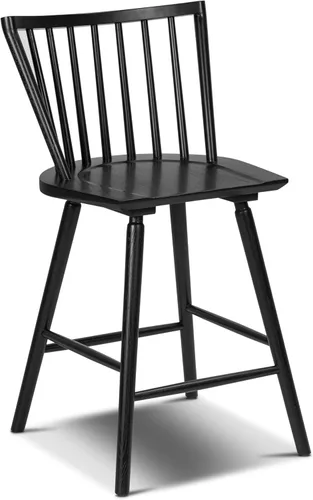 Miniatura 14 de Poly & BARK Ligna Taburete de mostrador en negro – Taburete inspirado en mediados de siglo con respaldo de husillo esculpido – Marco de roble