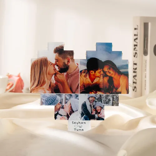 Miniatura 5 de Marcos de fotos personalizados de corazón, decoración de pared, marco de fotos personalizado con luces LED, collage de múltiples fotos para 4 fotos