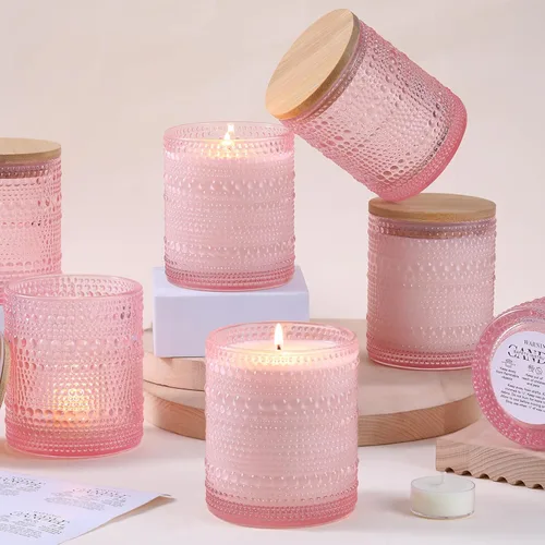 Miniatura 9 de DARJEN Paquete de 8 tarros de vela transparentes para hacer velas, tarros de vidrio vacíos de 14 onzas con tapas y etiquetas de bambú, suministros