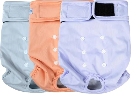 Miniatura 10 de Leekalos Pañales reutilizables lavables para perras (3 unidades) – Pañales para perras altamente absorbentes – Pañales para cachorros