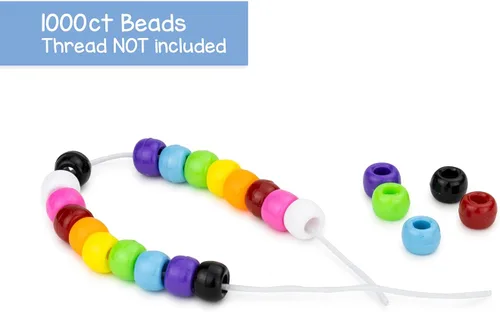Miniatura 6 de Hygloss Productos Cubo O'Beads Class Economy 1000 poni de barril, 0.236x0.354 in, 1,000 piezas, Multi