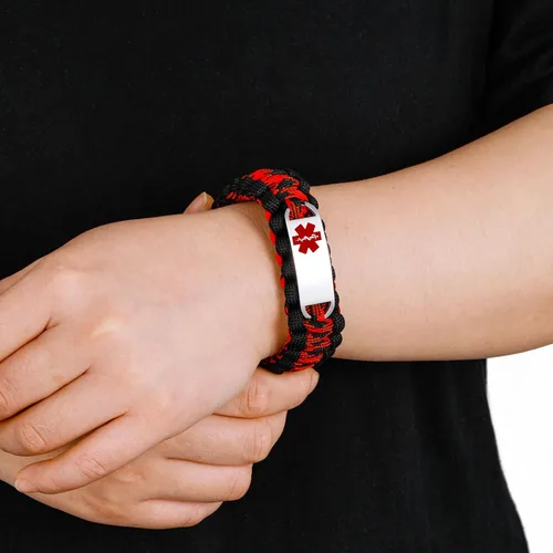 Miniatura 15 de Pulsera de alerta médica Paracord para hombres y mujeres Pulsera de identificación médica de acero inoxidable con hebillas de liberación lateral