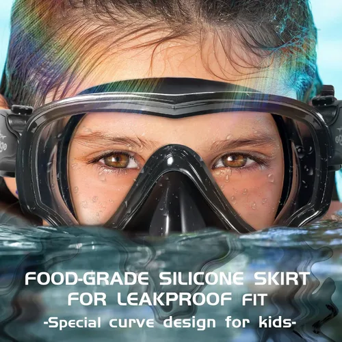 Miniatura 7 de Seago Gafas de natación para niños, máscara de buceo para jóvenes (5-15), antivaho 180° visión clara