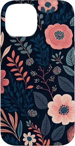 Miniatura 4 de Boho Navy Blue and Pink Floral Botanical Pattern Flower Art Case for iPhone 17