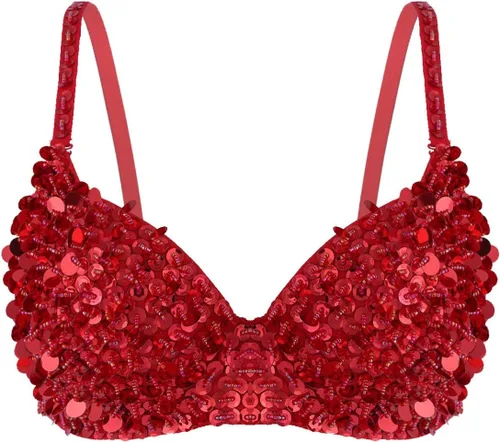 Miniatura 8 de Sujetador de disfraz de danza del vientre brillante para mujer, con lentejuelas, para baile rave, fiesta, club