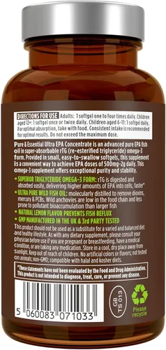 Miniatura 7 de Igennus Ultra Pure Omega-3 EPA 500 mg, aceite de pescado silvestre altamente concentrado certificado IFOS, forma avanzada de triglicéridos rTG, sin