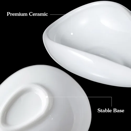 Miniatura 2 de Luxshiny Plato de té de cerámica con aguja de 3.93 x 2.95 x 1.18 pulgadas, soporte suelto para hojas de té y plato de exhibición de frijoles