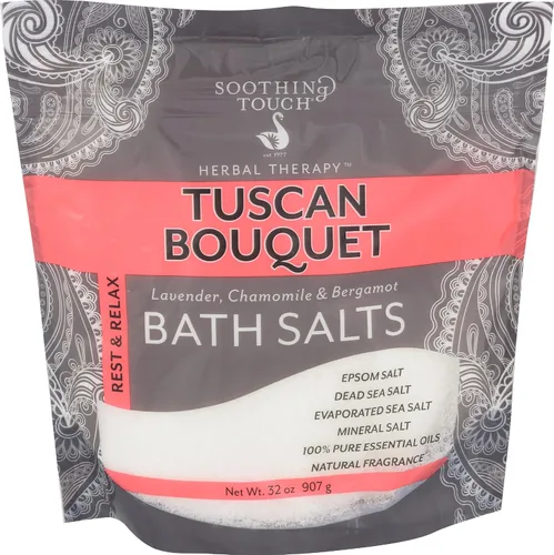 Soothing Touch Rest & Relax - Ramo de sales de baño de lavanda manzanilla y bergamota, floral, 32 onzas