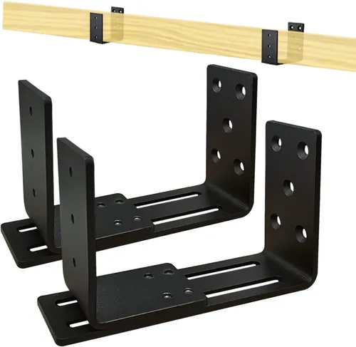 Miniatura 8 de Soportes de barricada ajustables para puerta, soporte de barra de puerta de 2 x 4, acero al carbono resistente de 0.173 in de grosor, negro, paquete