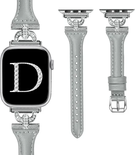 Miniatura 15 de Bandas delgadas de cuero compatibles con Apple Watch para mujeres de 40 mm, 41 mm, 38 mm, 44 mm, 45 mm, 49 mm, 42 mm, 46 mm, con forma de D