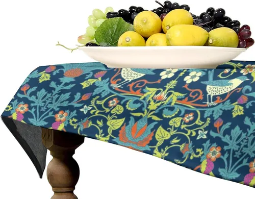 Miniatura 364 de Mantel Floral Retro de Pájaros, Diseño Original Bohemio William Morris Estampado Cubierta de Mesa para Hogar Picnic Fiesta Comedor Cocina William