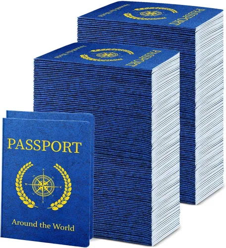 Miniatura 13 de Woanger 100 unidades de pasaporte en blanco para niños, cuaderno de pasaporte, azul a granel de 4 x 5.5 pulgadas, puerto de pase falso